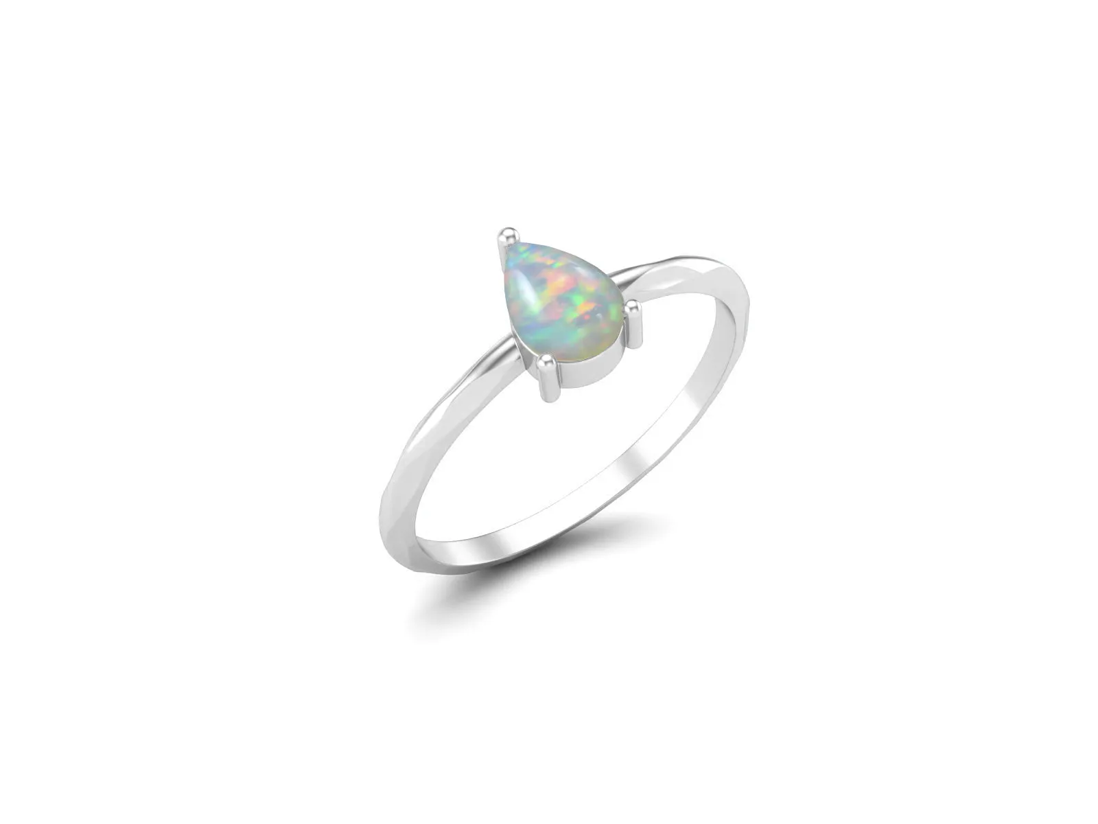 Pear Shaped Opal Engagement Ring Vintage Solitaire Bridal Anniversary Ring