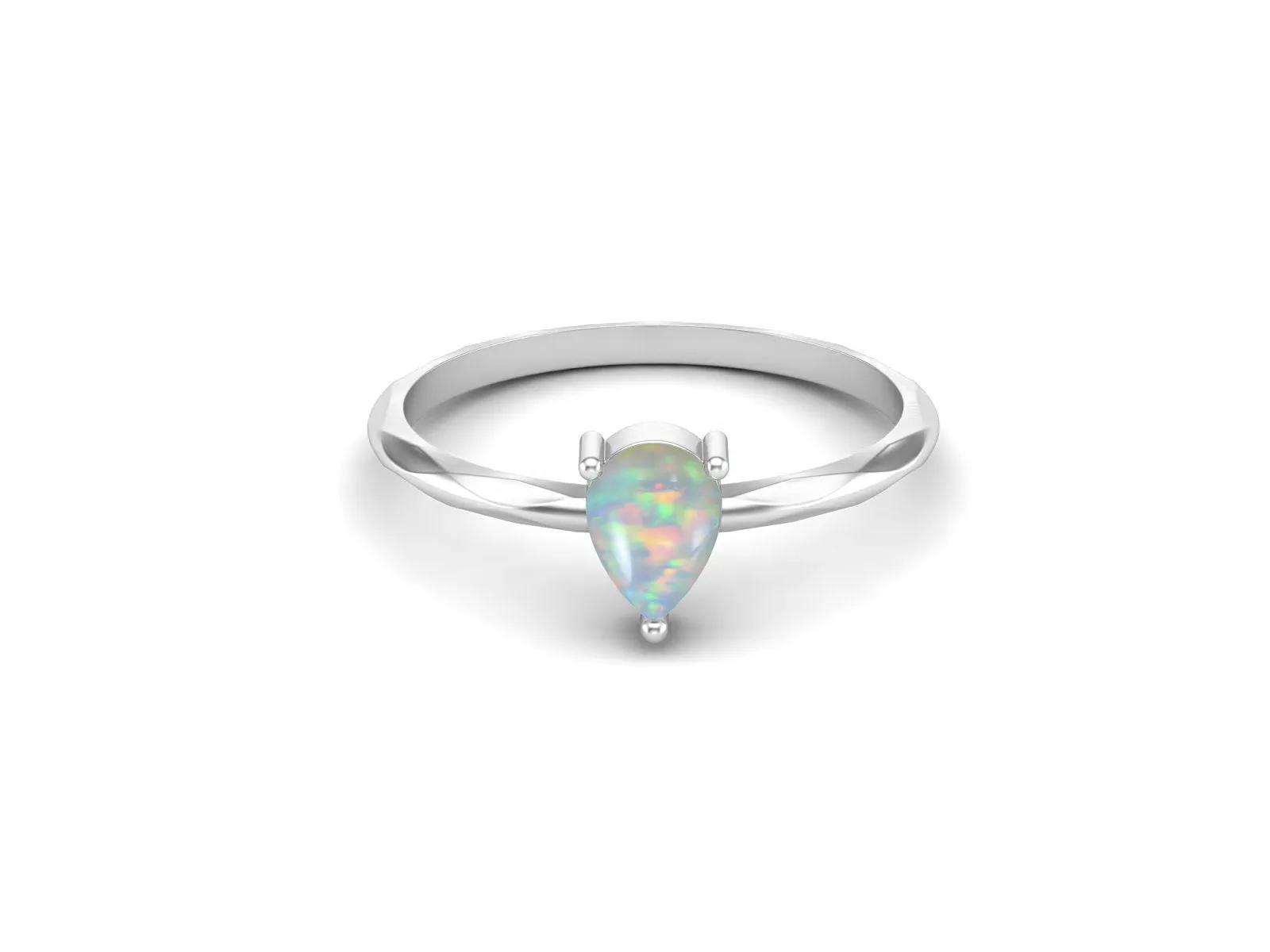 Pear Shaped Opal Engagement Ring Vintage Solitaire Bridal Anniversary Ring
