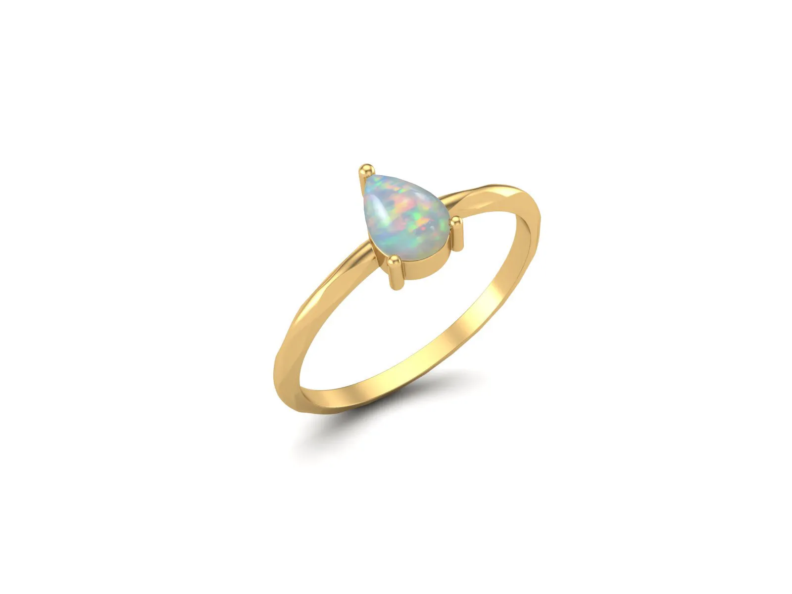 Pear Shaped Opal Engagement Ring Vintage Solitaire Bridal Anniversary Ring