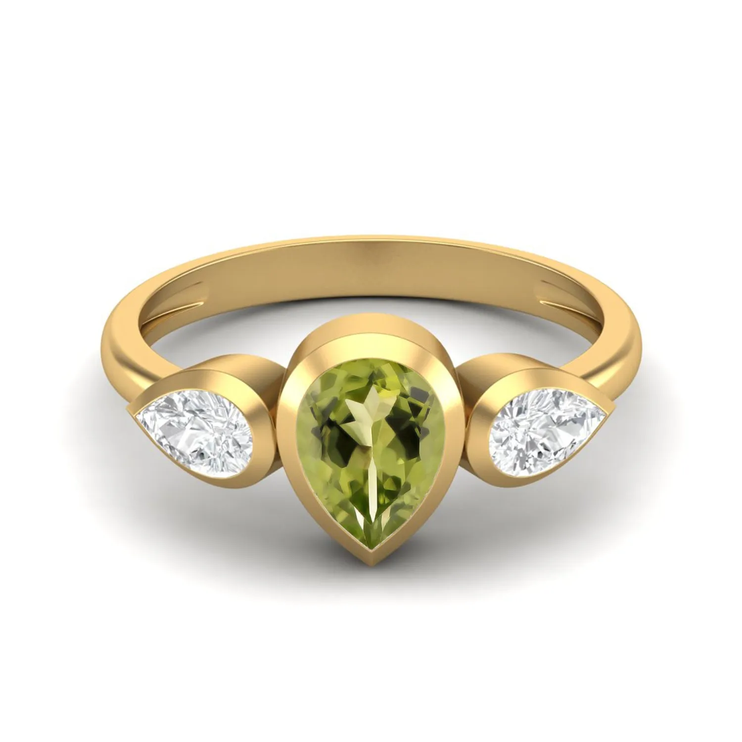 Pear Shaped Peridot 925 Sterling Silver Ring 1.25 Cts Peridot Wedding Ring