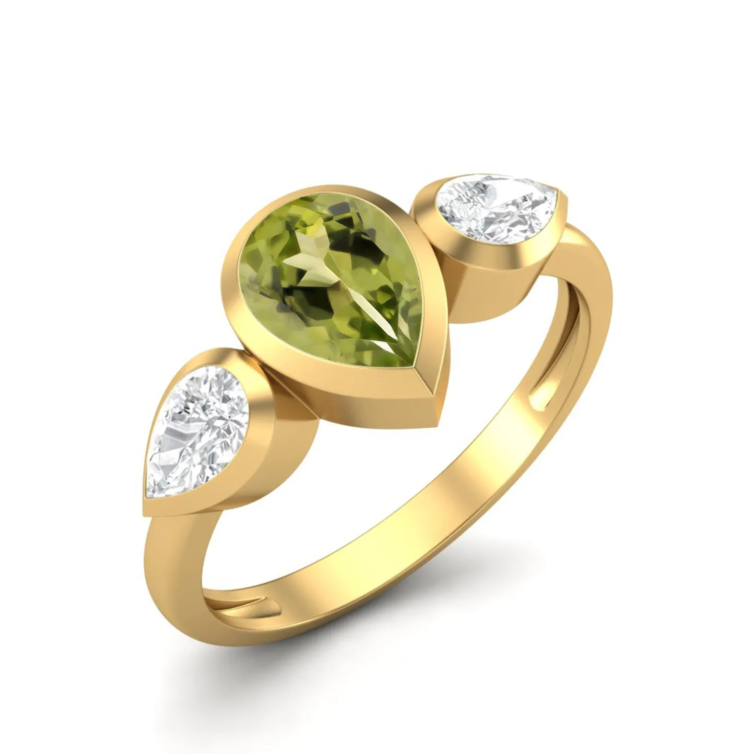 Pear Shaped Peridot 925 Sterling Silver Ring 1.25 Cts Peridot Wedding Ring