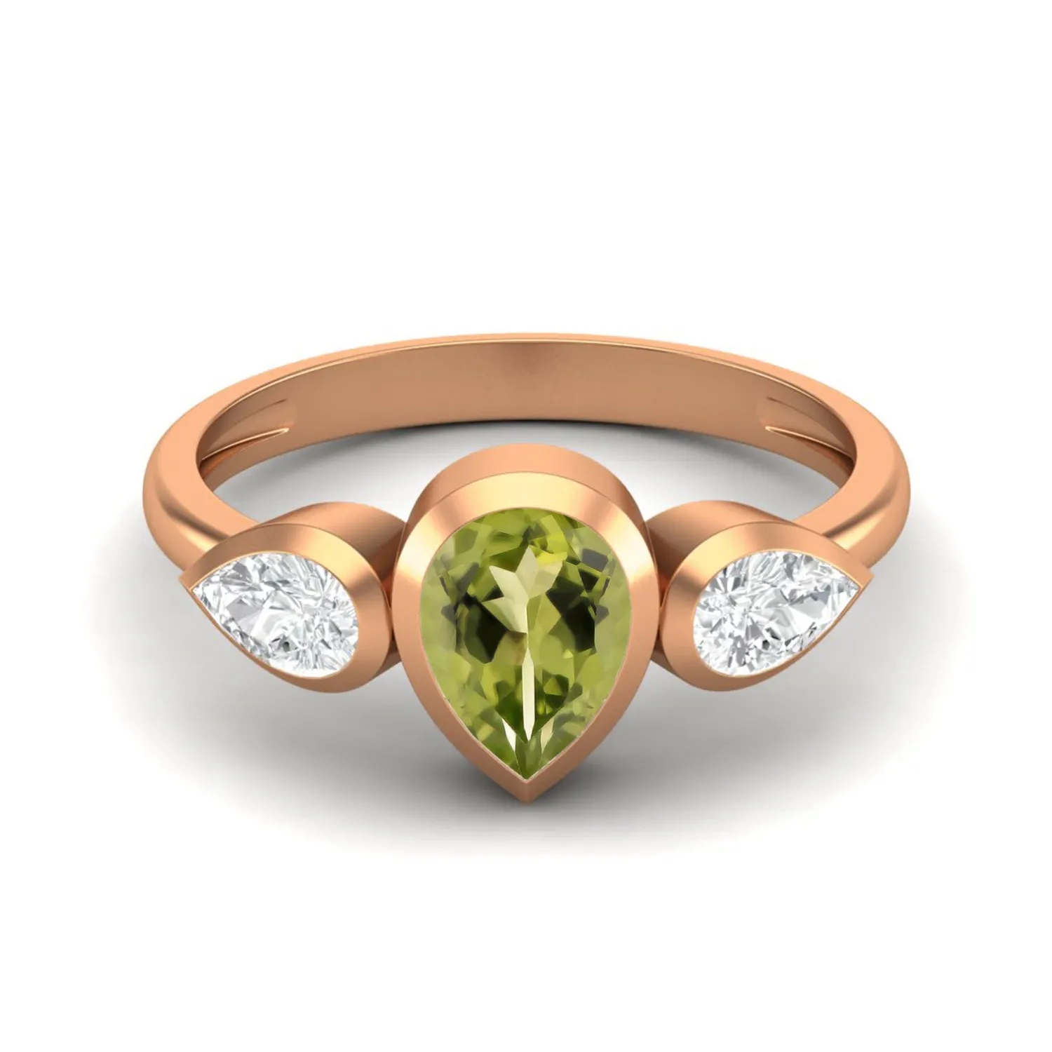 Pear Shaped Peridot 925 Sterling Silver Ring 1.25 Cts Peridot Wedding Ring