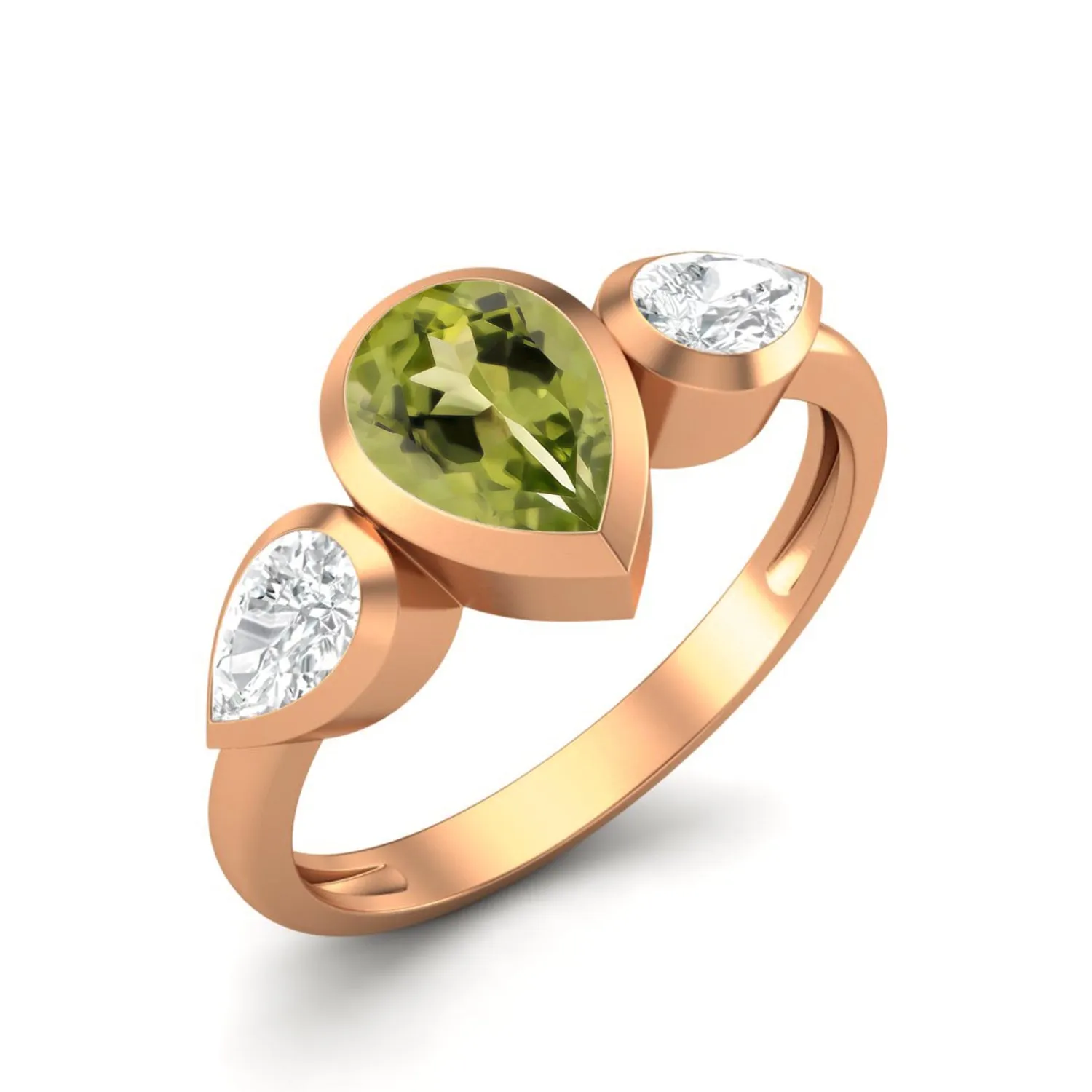 Pear Shaped Peridot 925 Sterling Silver Ring 1.25 Cts Peridot Wedding Ring