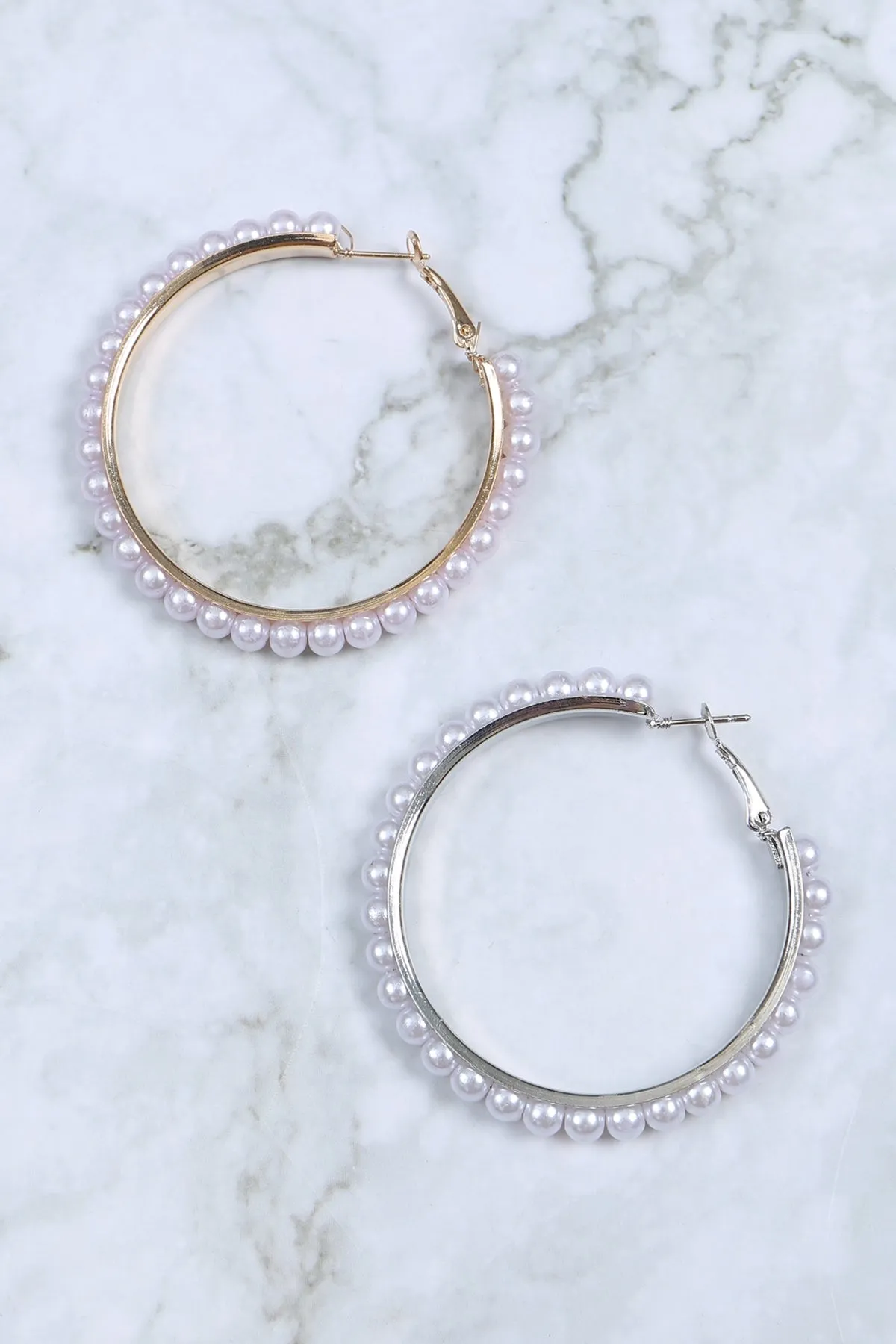 PEARL HOOP BOHO EARRING SET