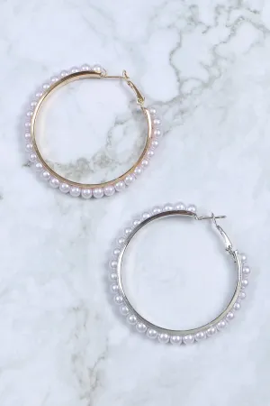 PEARL HOOP BOHO EARRING SET