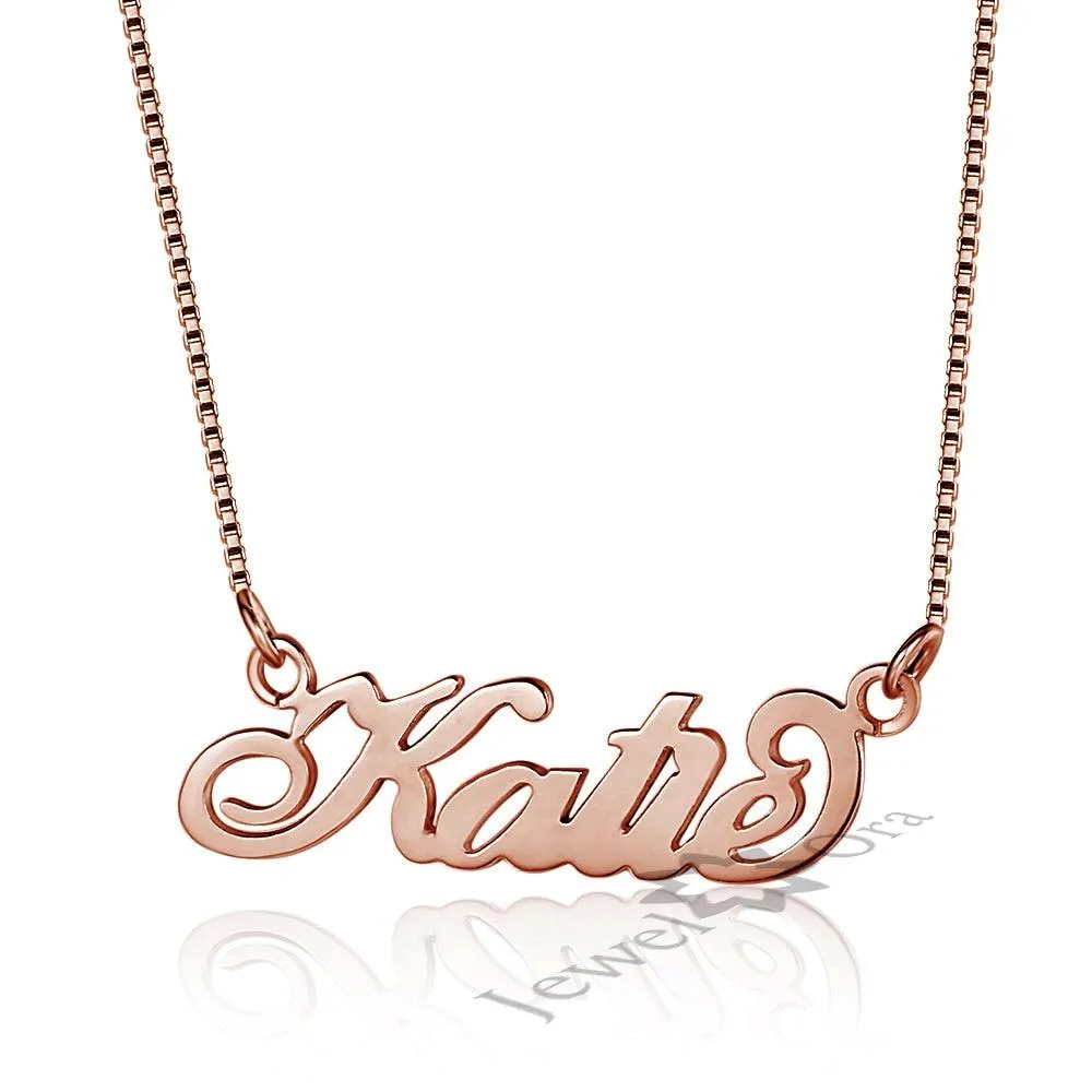Personalised 925 Sterling Silver Necklace for Women with Custom Nameplate Pendant, Fine Jewelry Anniversary Gift
