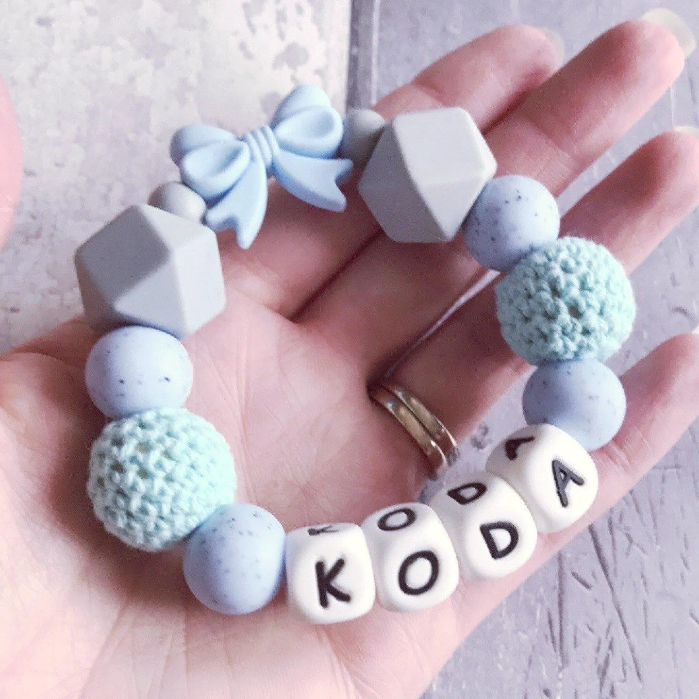 Personalised Silicone Teether with Bow