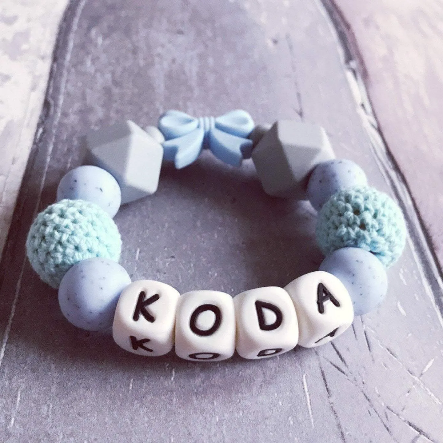 Personalised Silicone Teether with Bow