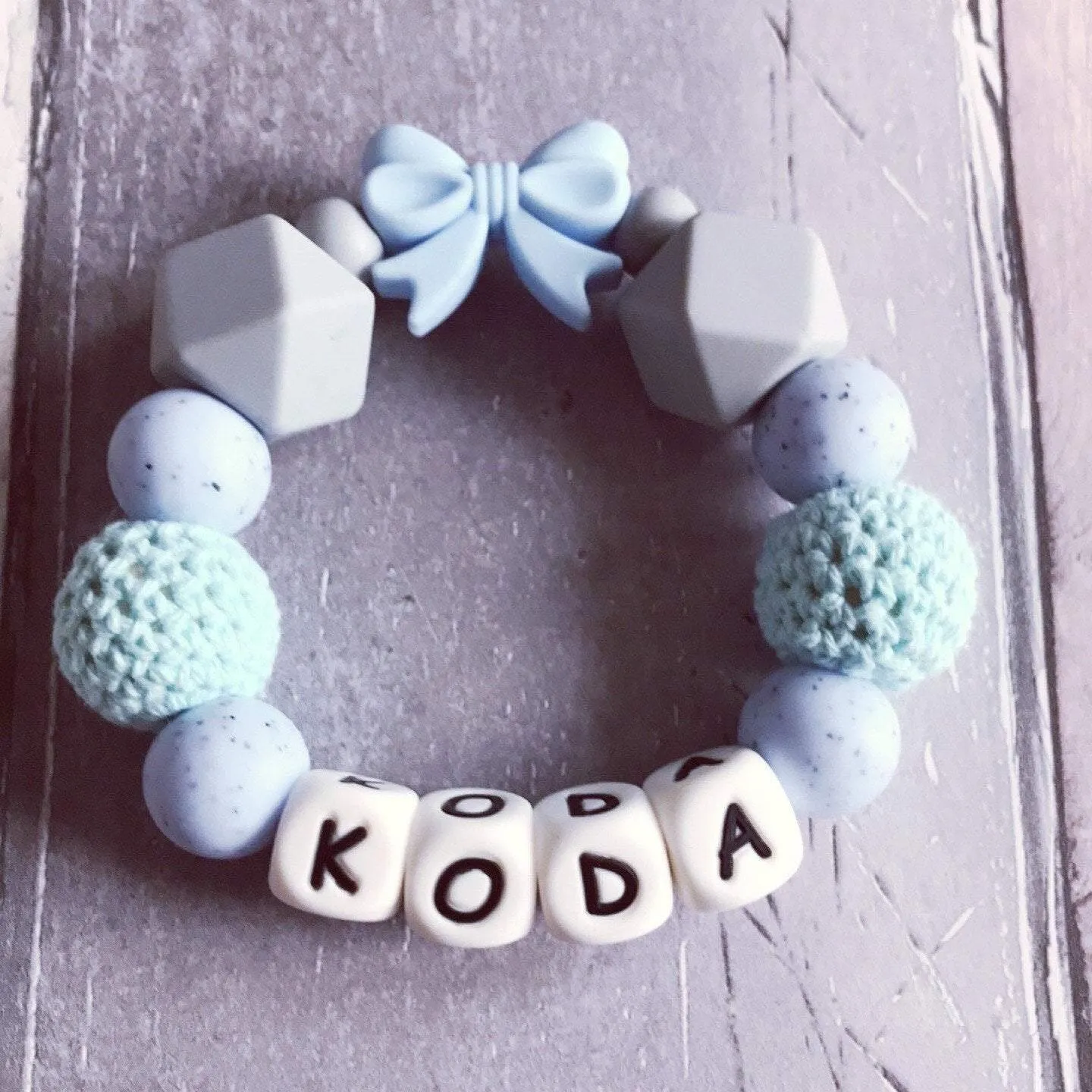 Personalised Silicone Teether with Bow