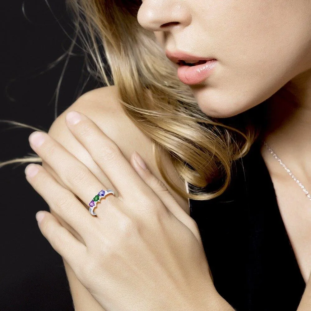 Personalized 925 Sterling Silver Engagement Rings for Women with Custom Birthstones & Engraved Names