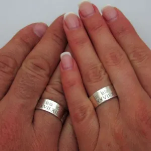 Personalized Couple Rings Sterling Silver Set