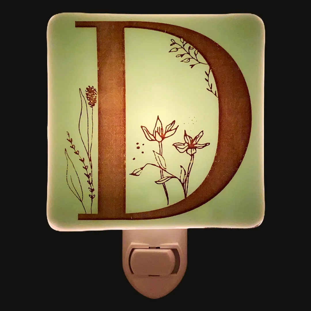 PERSONALIZED Floral Letters Initials Night Light