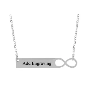 Personalized Infinity Custom Name Bar Necklace with Engrave Name Pendant for Women