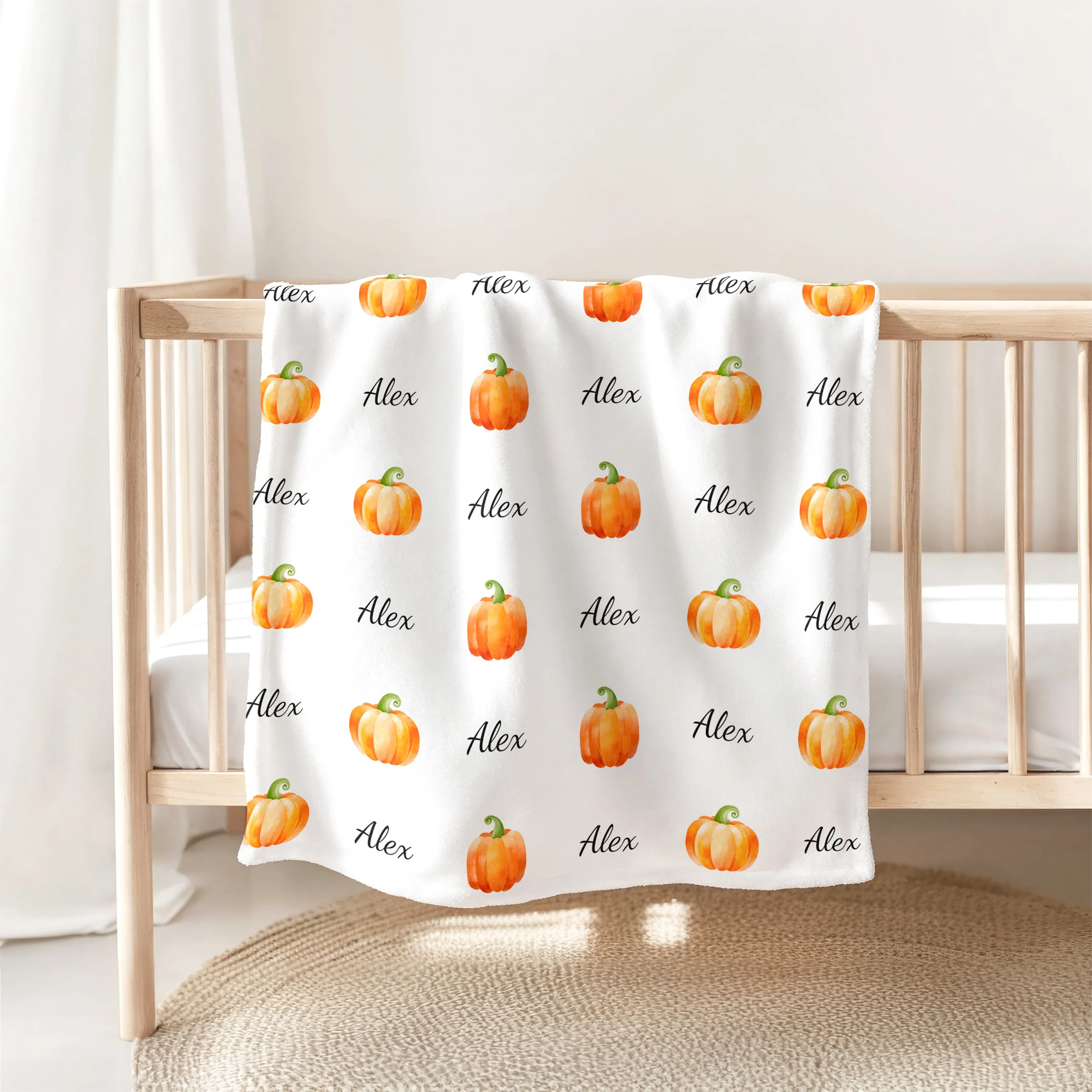 Personalized Little Pumpkin Baby Name Blanket