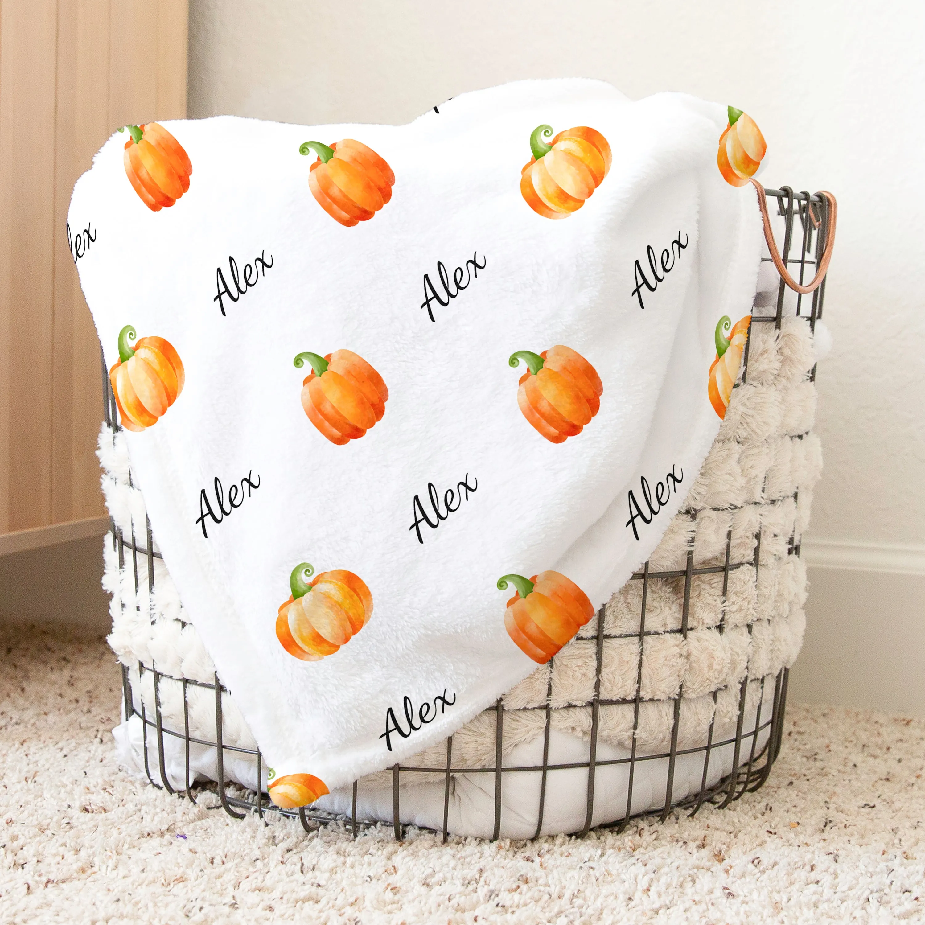 Personalized Little Pumpkin Baby Name Blanket
