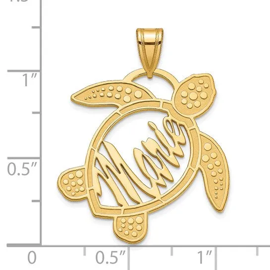 Personalized Sea Turtle with Name Pendant