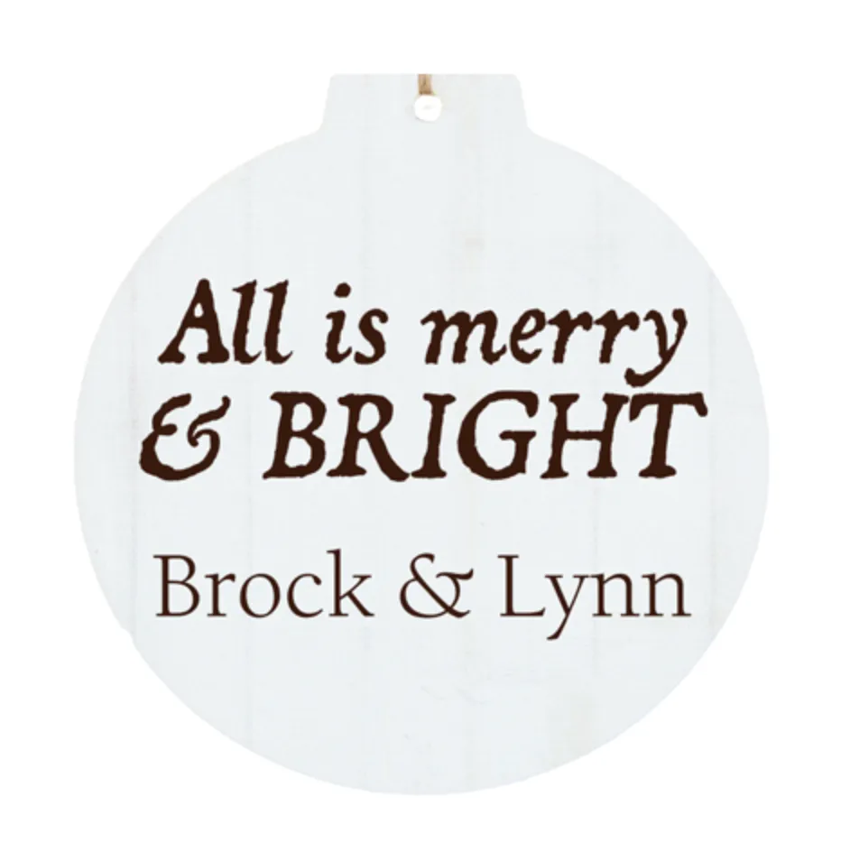 Personalized White Faux Wood Ornament