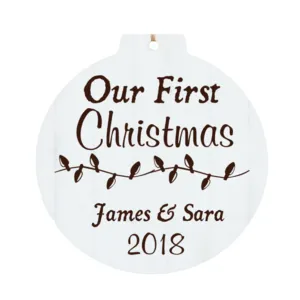 Personalized White Faux Wood Ornament