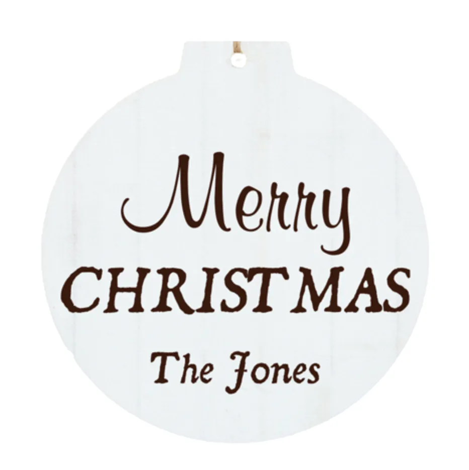 Personalized White Faux Wood Ornament