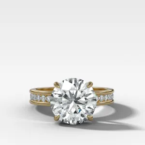 Petite Channel Set Engagement Ring with Round Cut Diamond