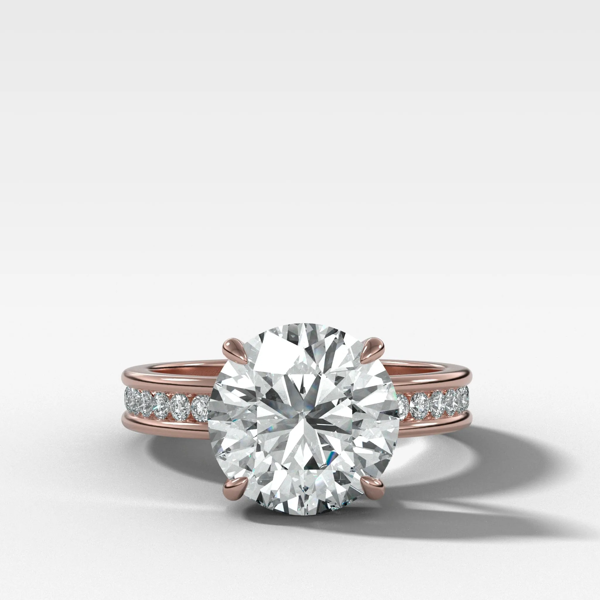 Petite Channel Set Engagement Ring with Round Cut Diamond