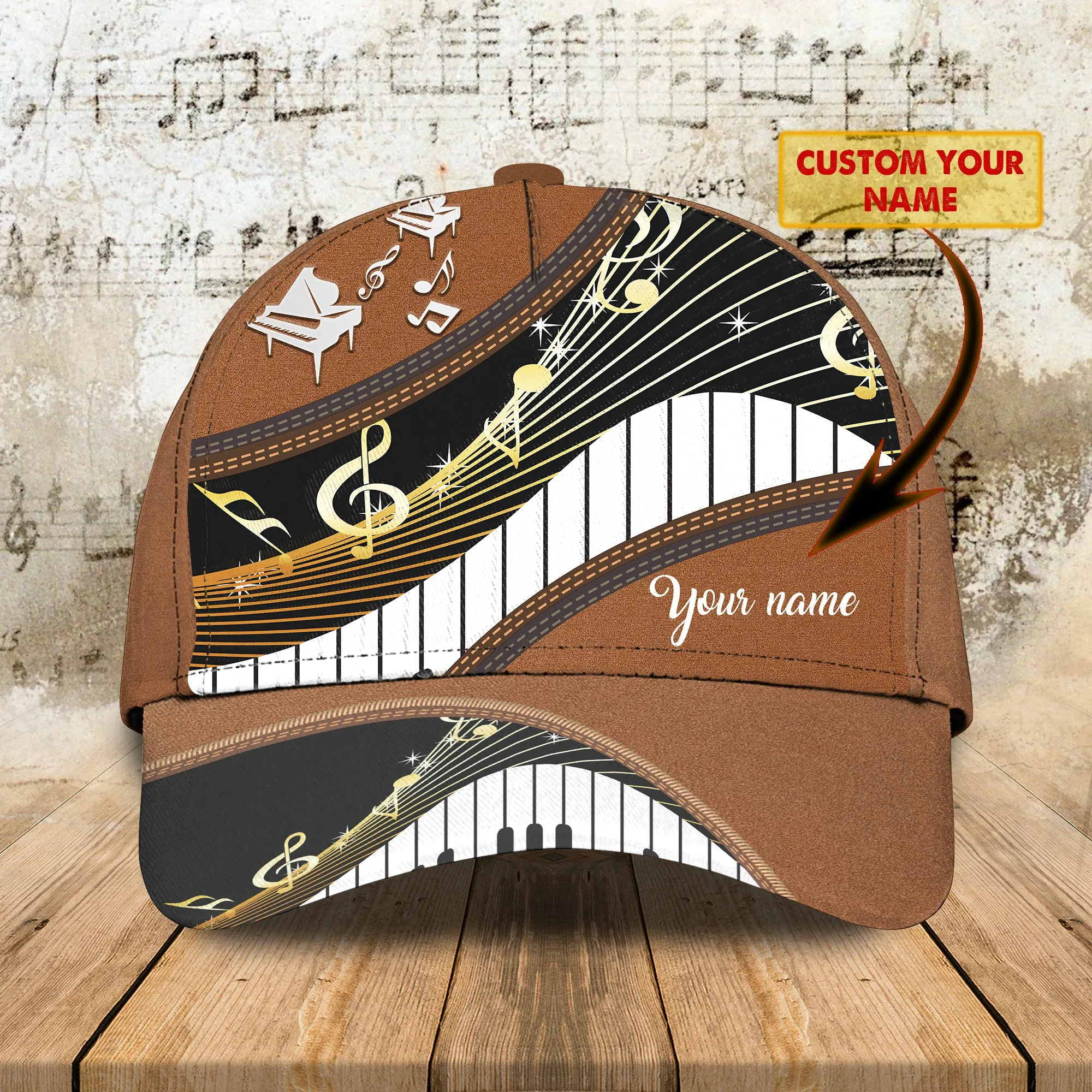 Piano - Personalized Name Cap