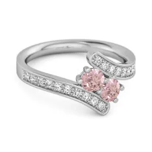 Pink Zirconia 925 Sterling Silver Split Shank Bypass Wedding Ring