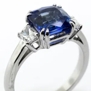 Platinum Extra Extra Fine Royal Blue Sapphire Ring 5.07ct Blue Sapphire