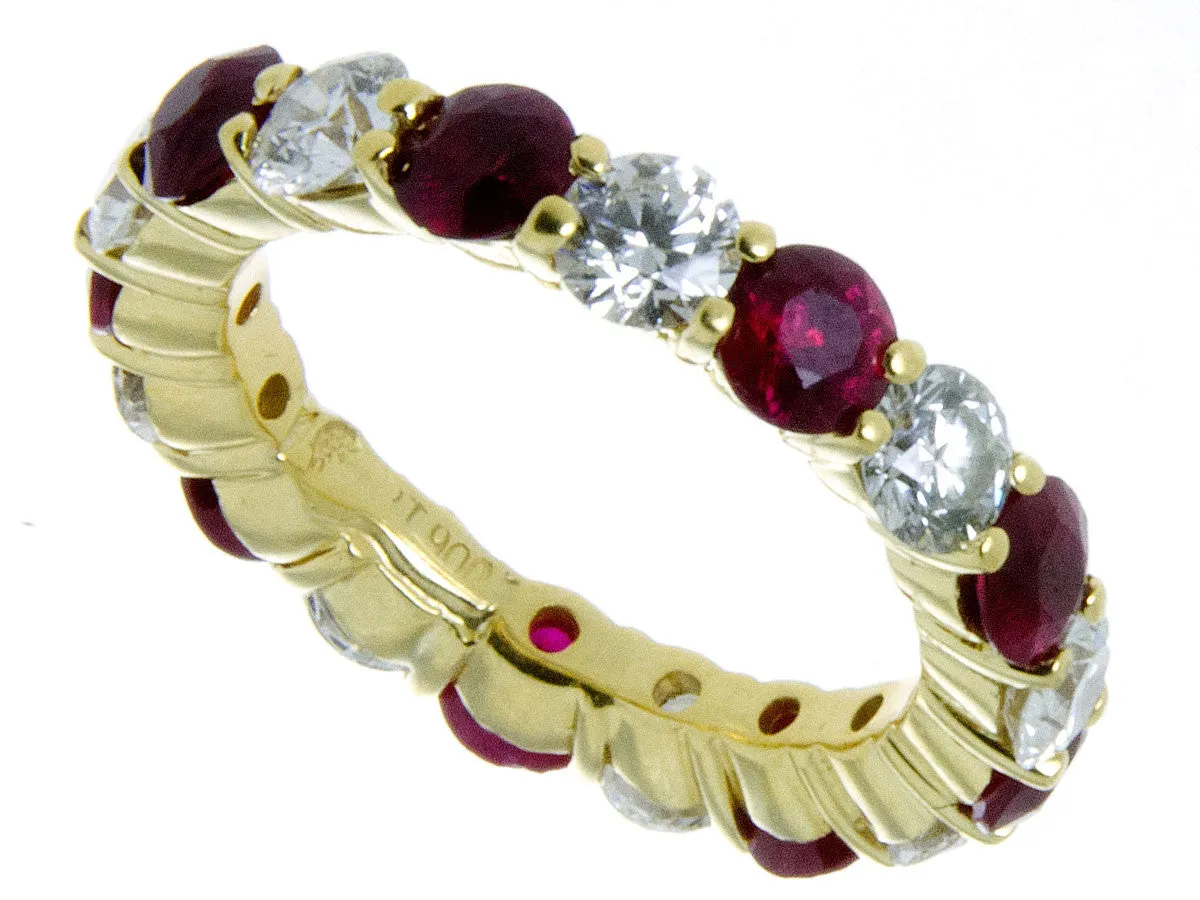 Platinum Ruby & Diamond Eternity Band