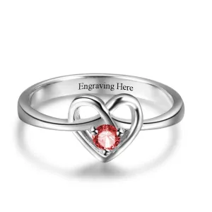 Promise Engagement Rings DIY Custom Birthstone Engrave Name Love Heart Rings For Women Free Gift Box