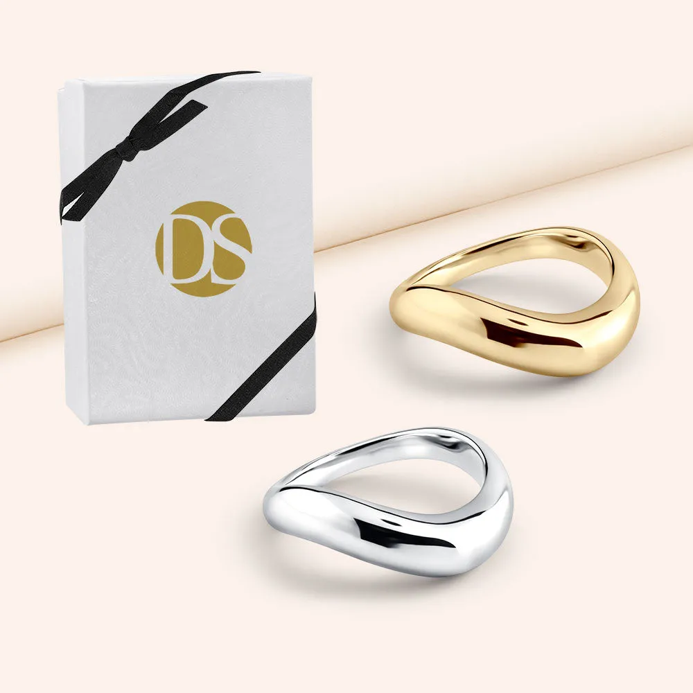"Dual Harmony" Set of Two tone High Polished Stackable Rings