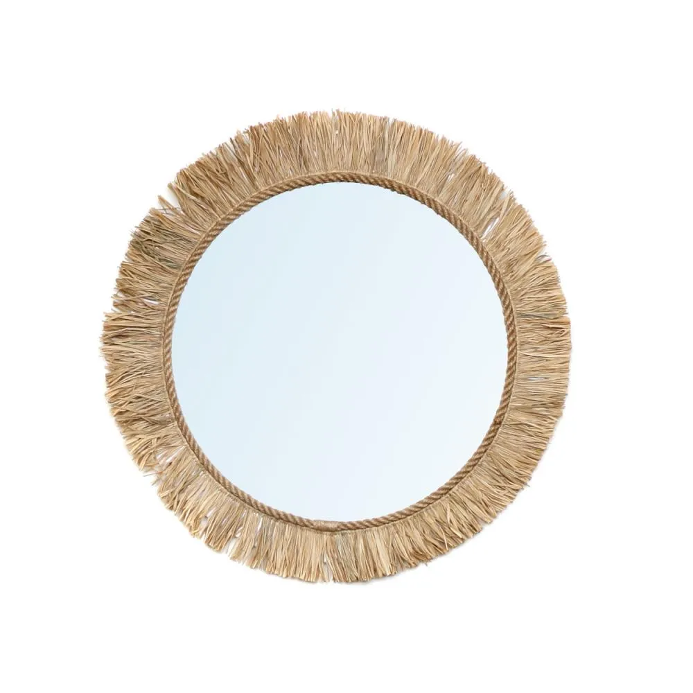 Raffia Boho Wall Round Mirror by Bazar Bizar I SPAFAIR