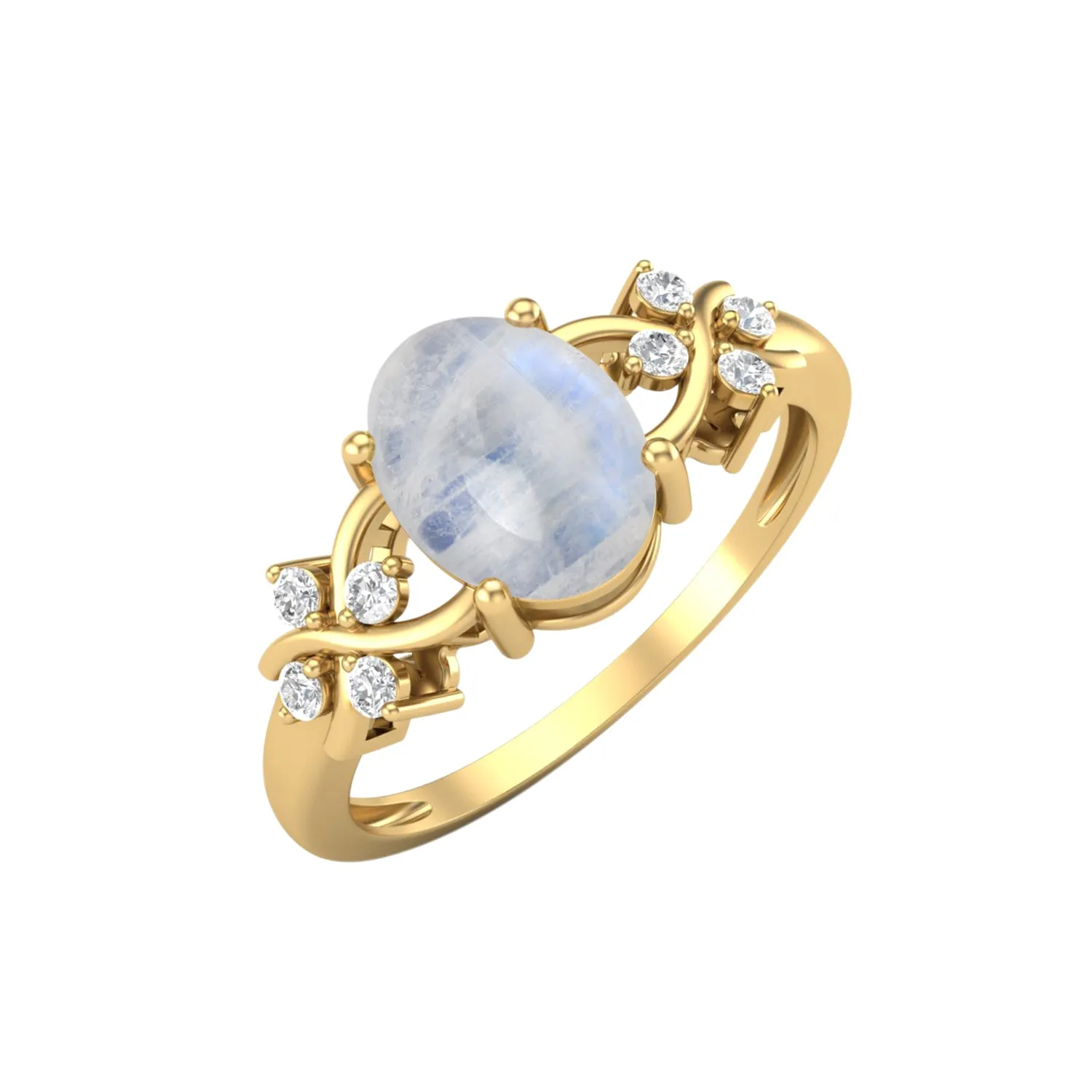 Rainbow Moonstone Wedding Ring 925 Silver Promise Ring