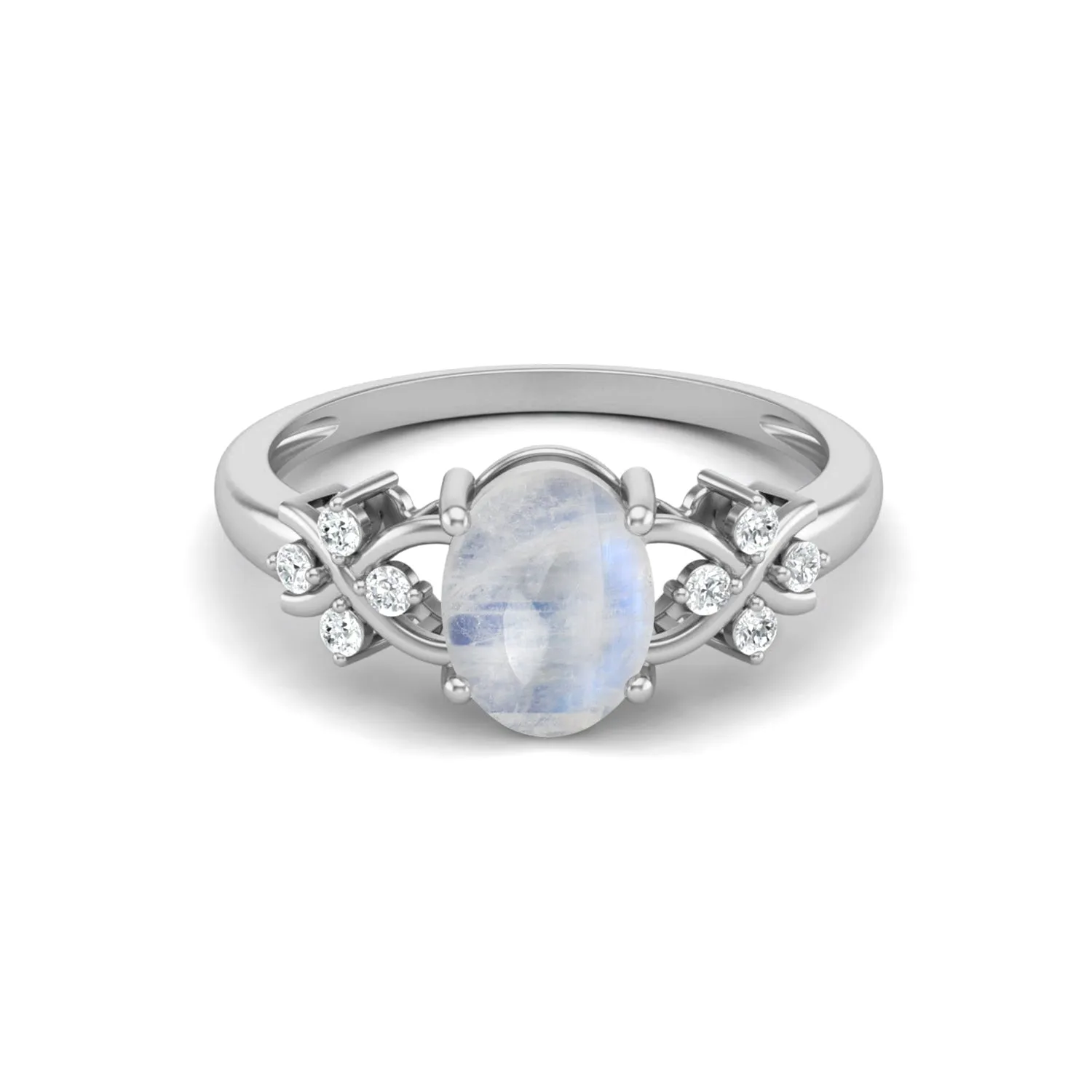Rainbow Moonstone Wedding Ring 925 Silver Promise Ring