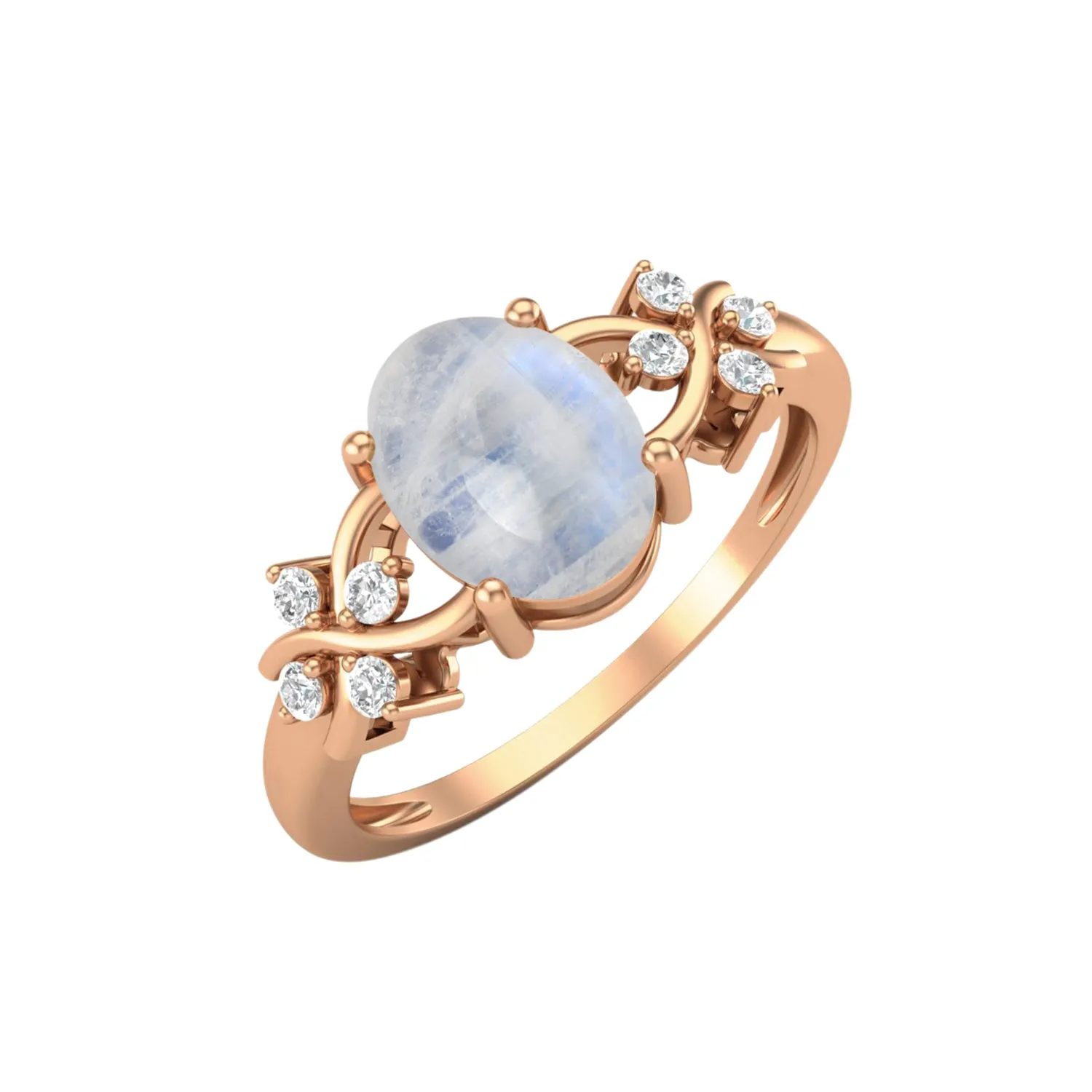 Rainbow Moonstone Wedding Ring 925 Silver Promise Ring