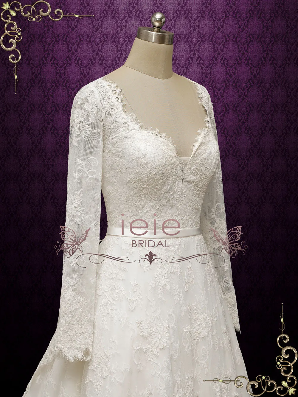 Ready to Wear Lace Wedding Dress with Long Sleeves ODETTE