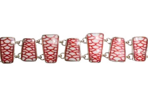Red and White Scales Bracelet