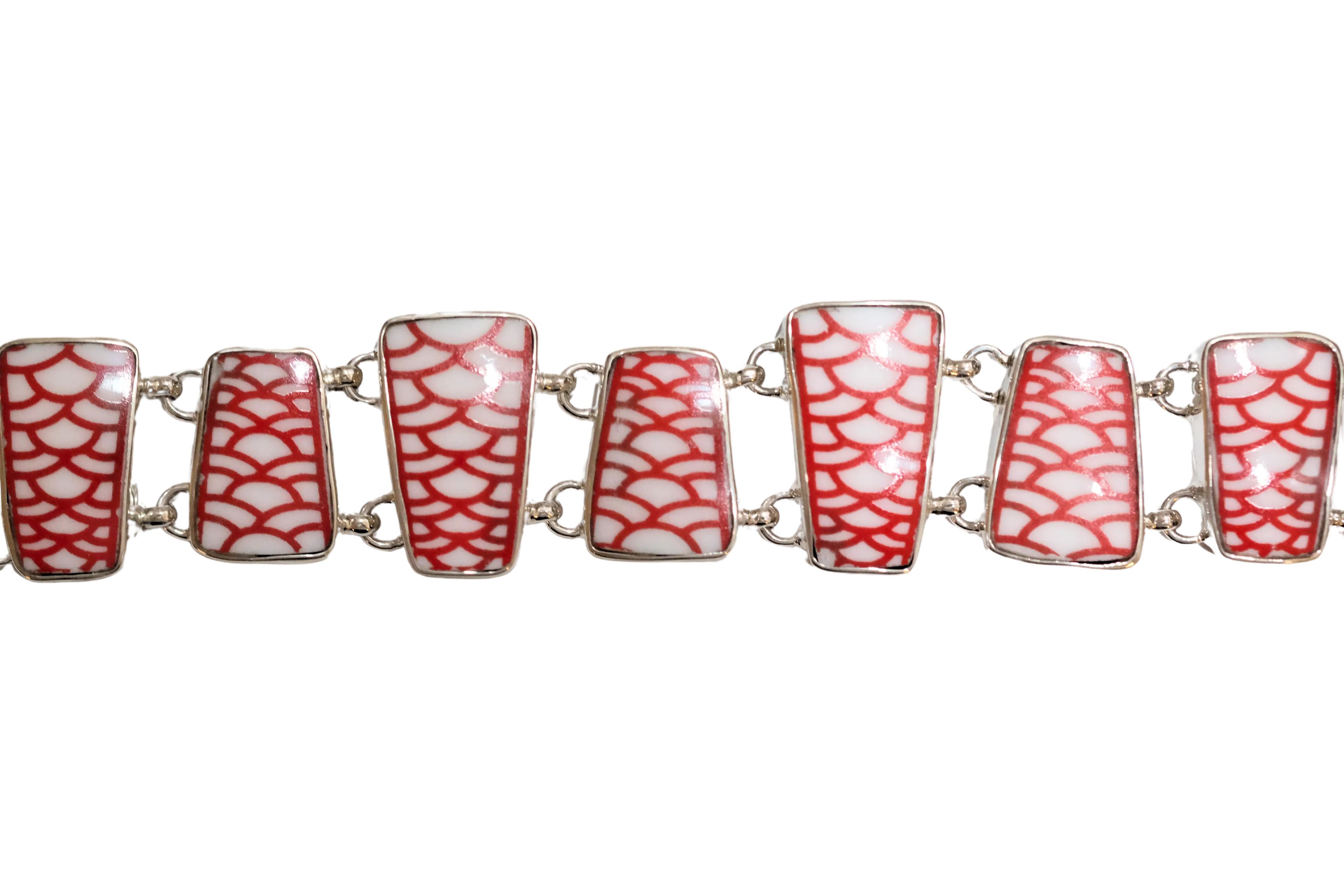 Red and White Scales Bracelet