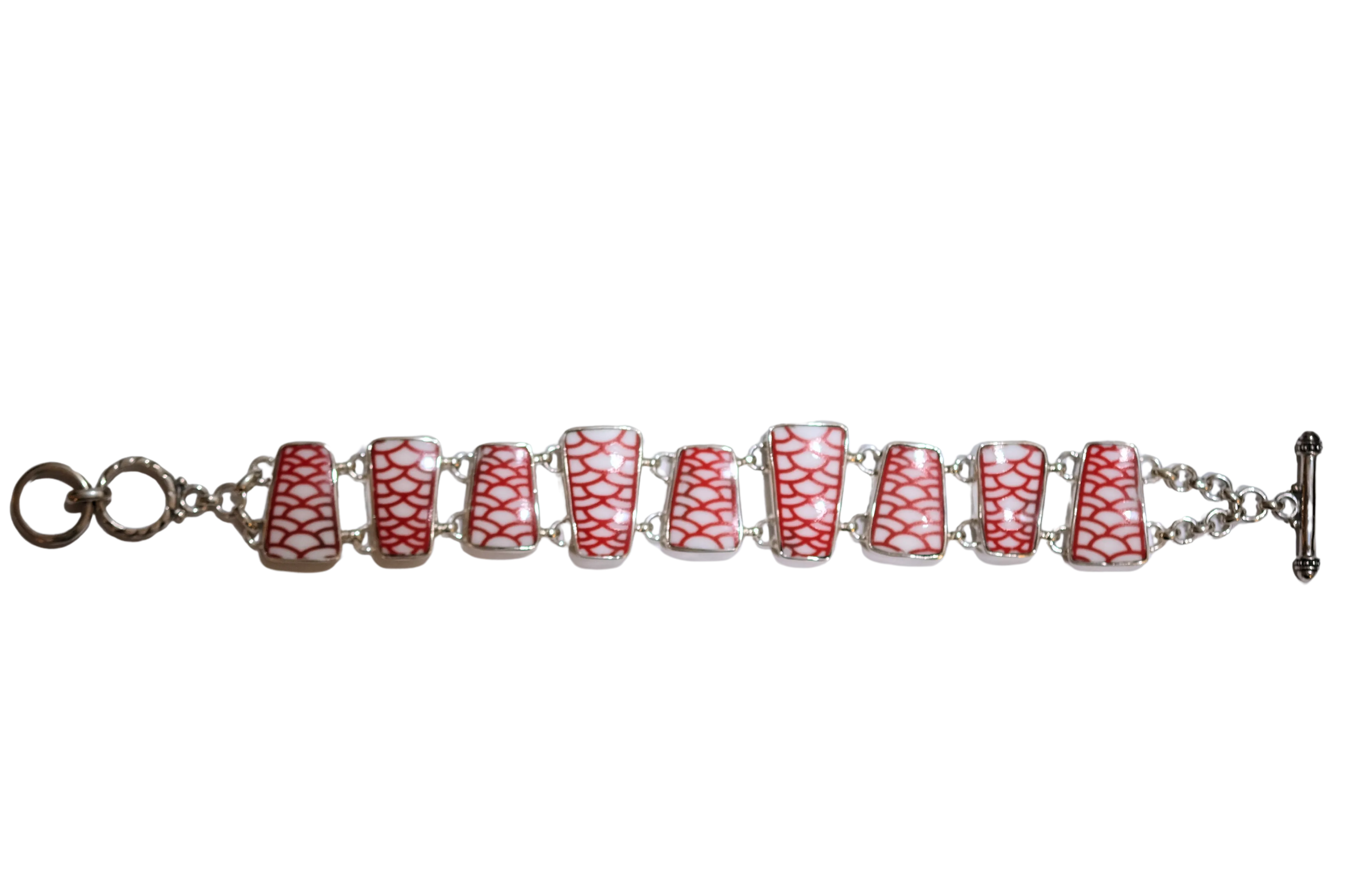 Red and White Scales Bracelet
