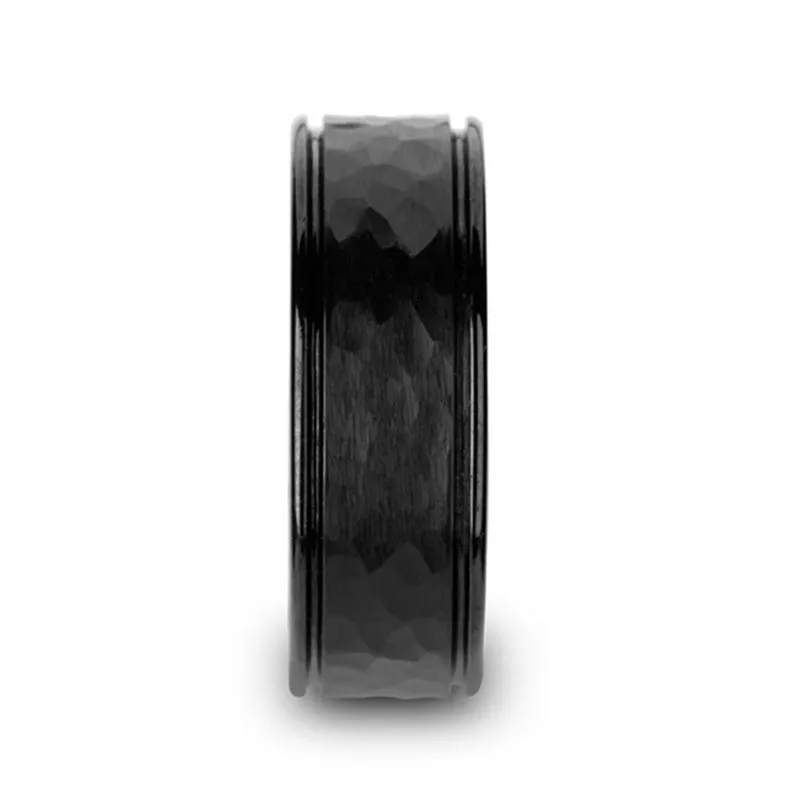 REVENANT | Black Ceramic Ring Hammered Finish