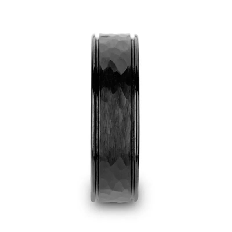 REVENANT | Black Ceramic Ring Hammered Finish