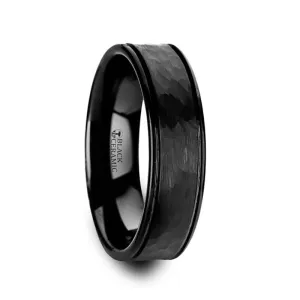 REVENANT | Black Ceramic Ring Hammered Finish