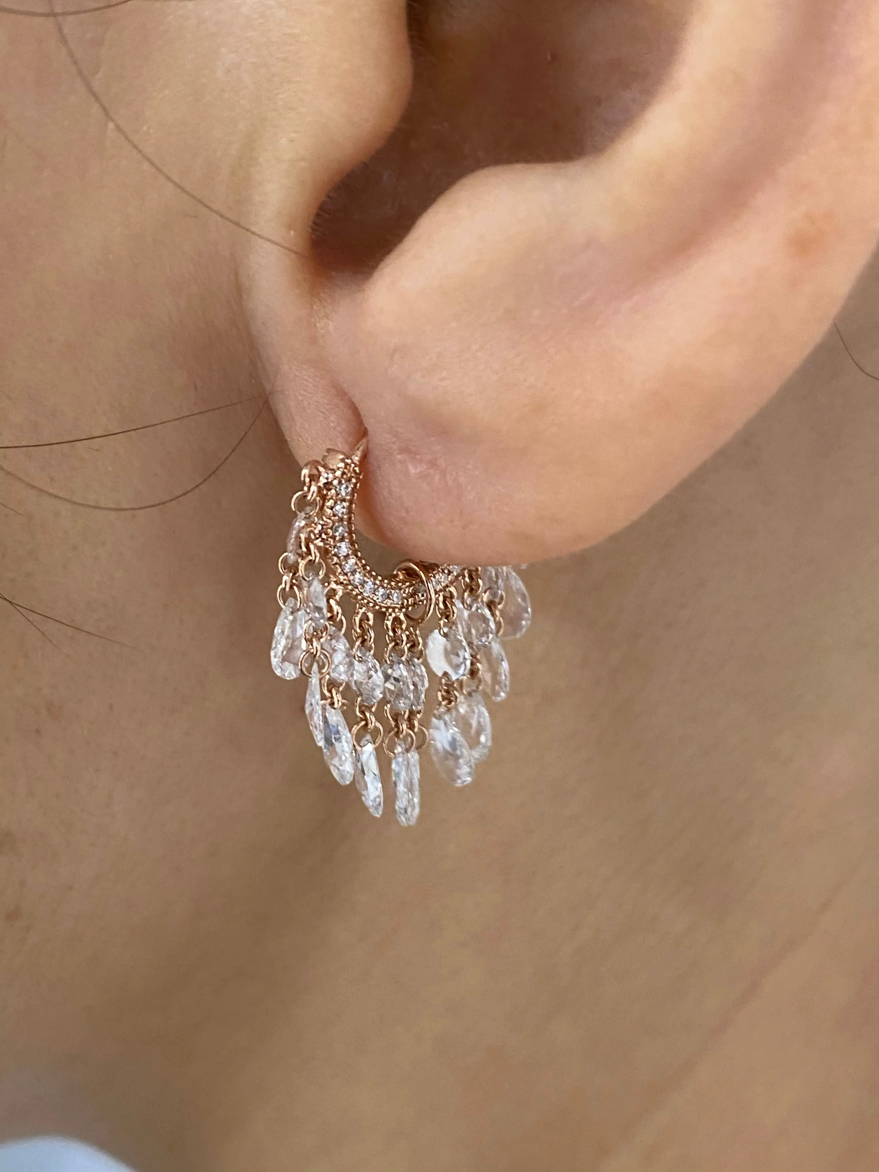 Rose Cut Diamond Shaker Earrings