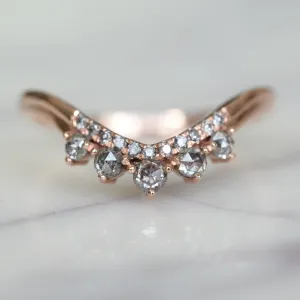 Rose Cut Diamond Wedding Band, Margot Setting, 14K Rose Gold