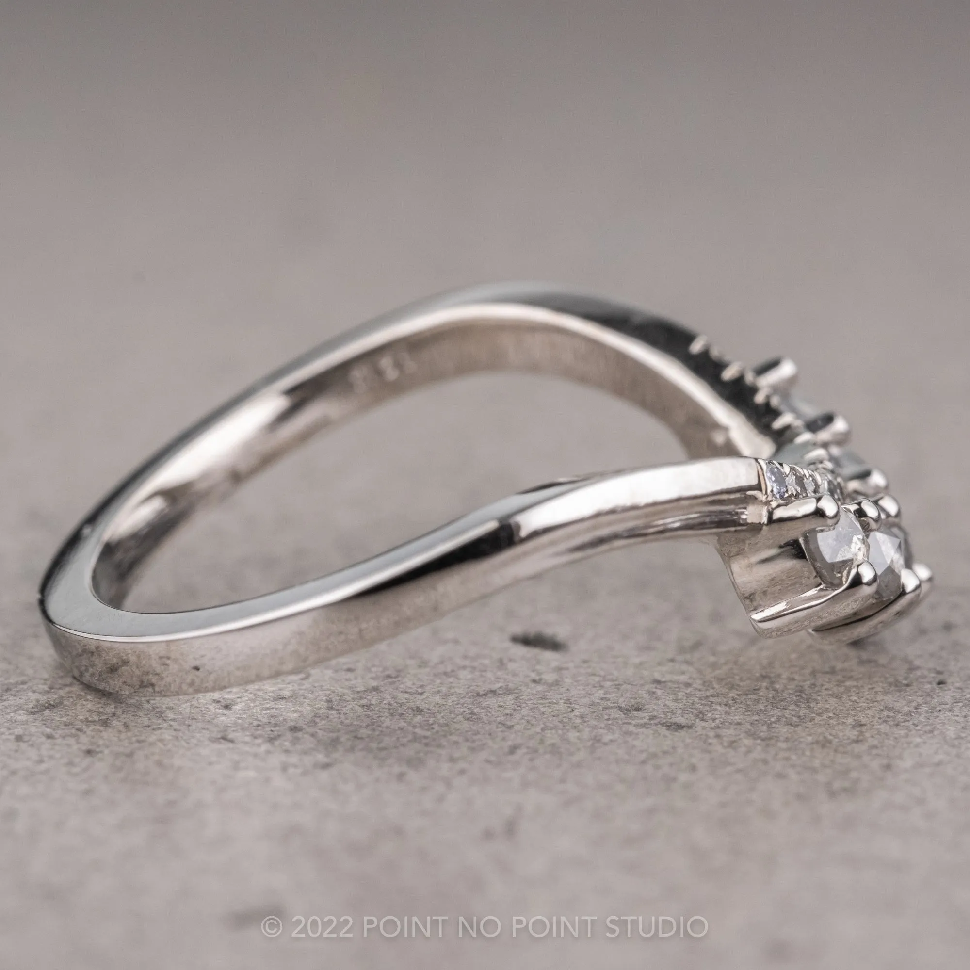 Rose Cut Diamond Wedding Band, Margot Setting, 14K White Gold