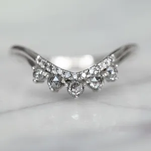 Rose Cut Diamond Wedding Band, Margot Setting, 14K White Gold