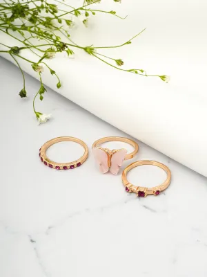 Rose Gold Butterfly Ring Set