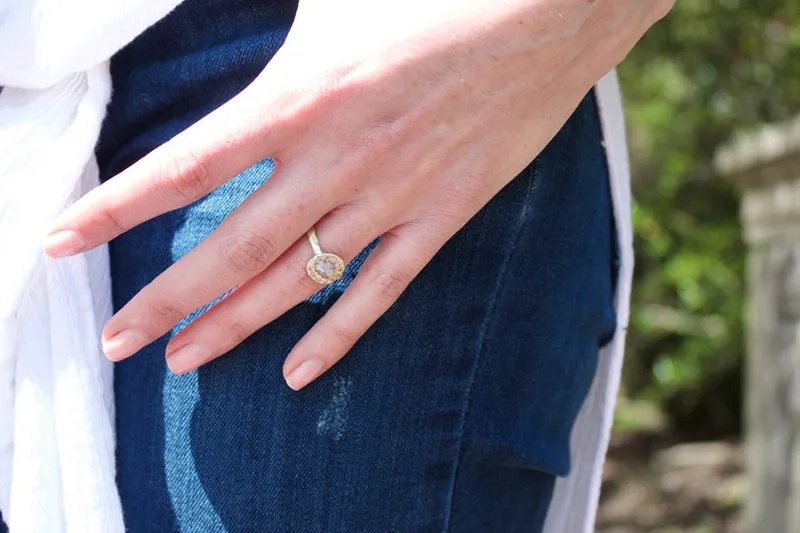 Rough Diamond Halo Ring