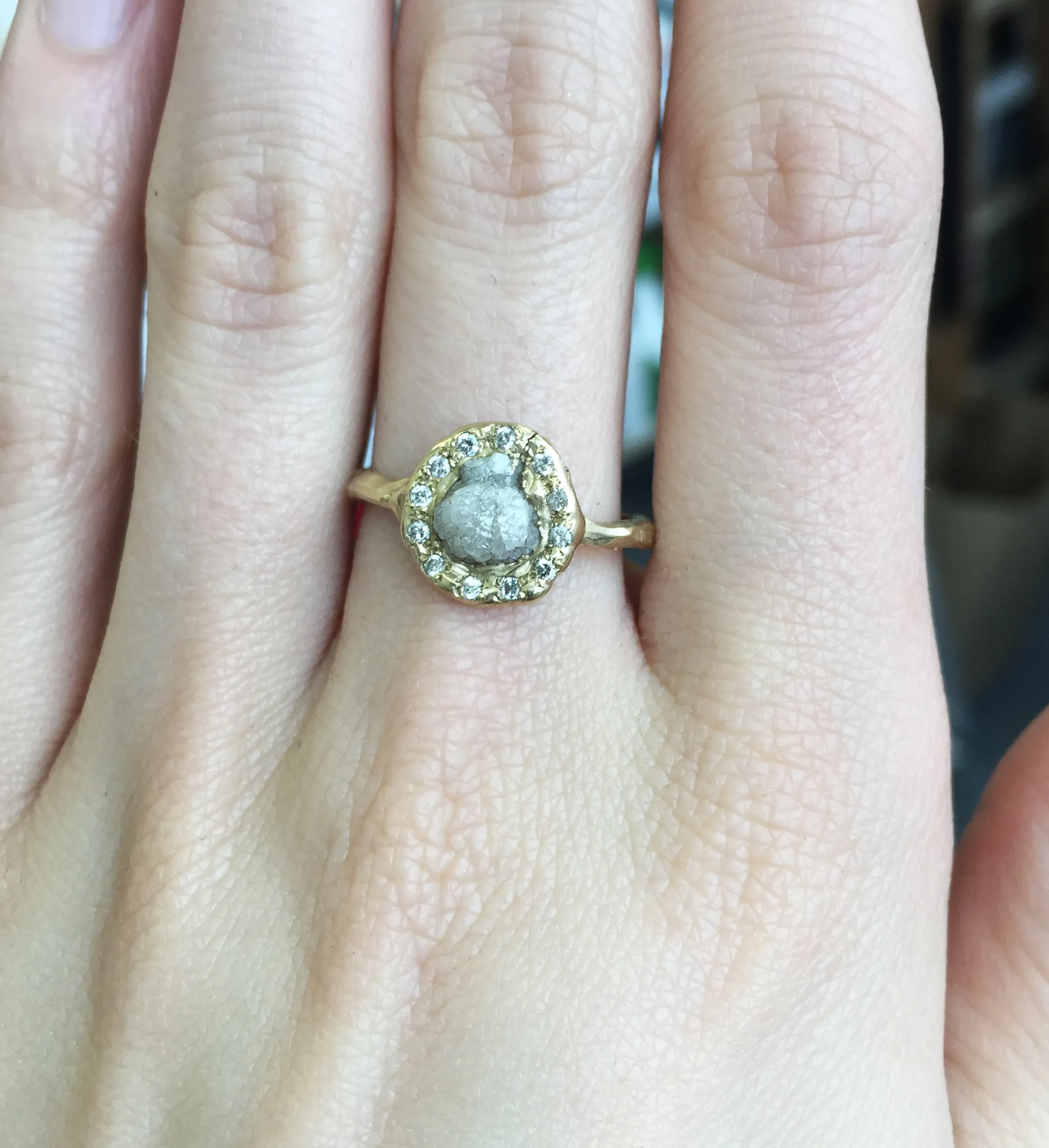 Rough Diamond Halo Ring