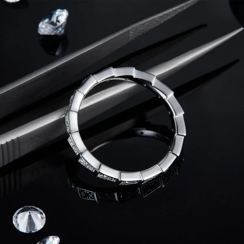 Round Cut Moissanite Diamond Mechanical Snake Eternity Ring